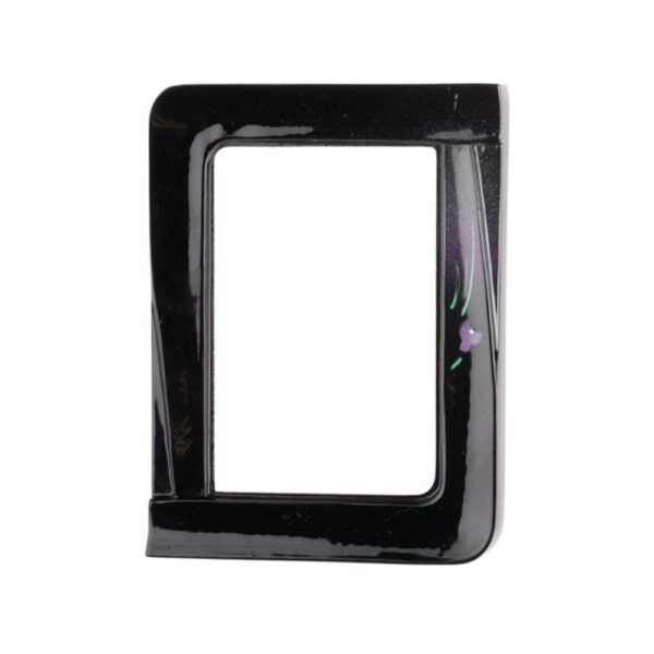 Cornice porta-foto rettangolare nera decorata con iris - Linea Idria Iris - Bronzo