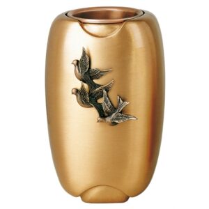 Vaso portafiori con colombe – Olpe Volo – Bronzo