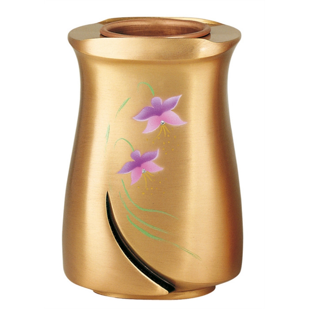 0000217 vaso portafiori per lapide linea idria bronzo decorato iris 1000