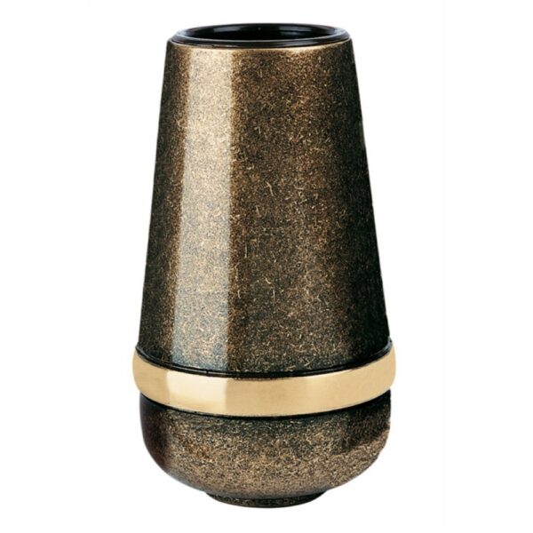 Vaso portafiori per lapide - Linea Cotile - Bronzo glitter con fascia bronzo