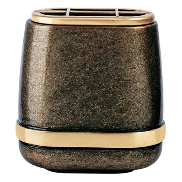 Vaschetta portafiori per lapide - Linea Cotile - Bronzo glitter con fascia bronzo