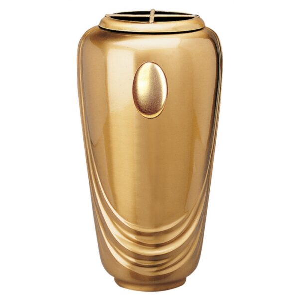 Vaso portafiori grande per lapide o monumento cimiteriale - Linea Pelike oro - Bronzo con applicazione oro