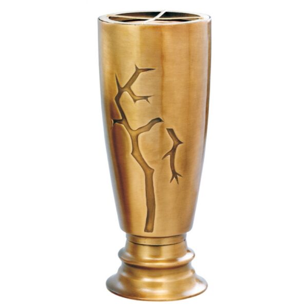 Vaso portafiori grande con base - Linea Pisside rami - Bronzo