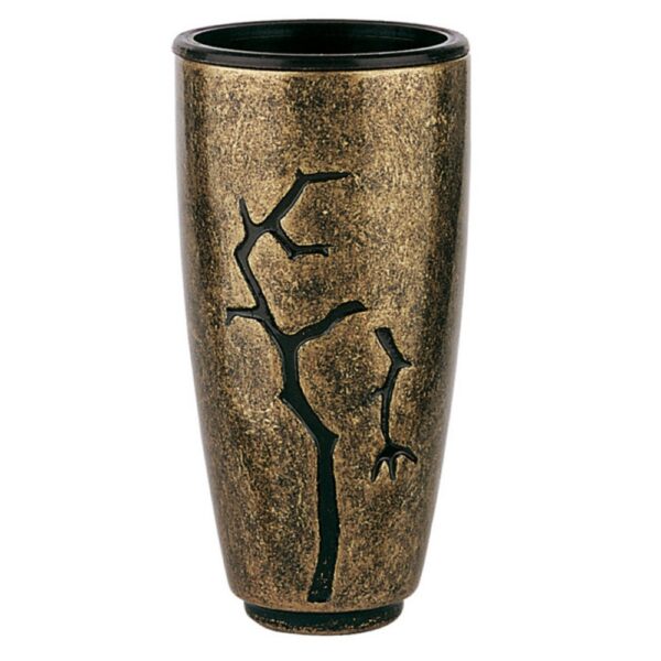 Vaso portafiori per lapide - Linea Pisside rami - Bronzo glitter