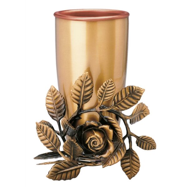 Vaso portafiori con rosa - Pisside - Bronzo