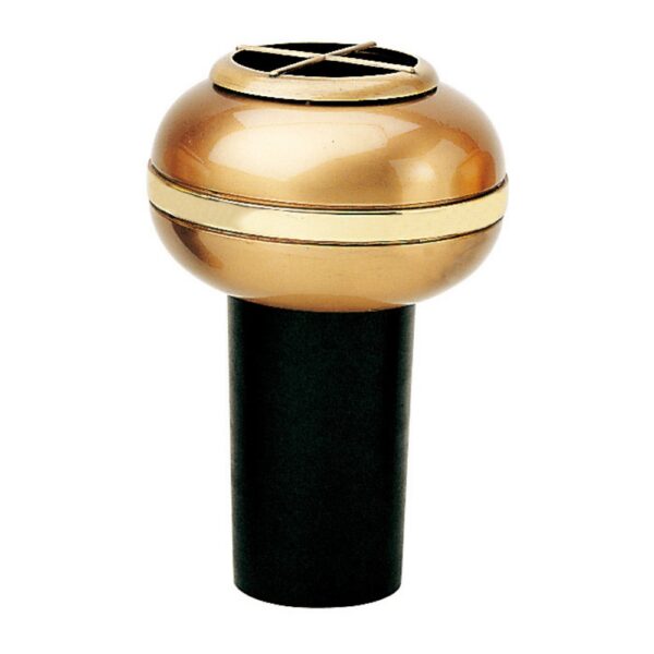 Vaso portafiori da incasso per tombe a terra o per mensole - Linea Cotile - Bronzo finiture oro