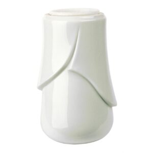 Vaso portafiori per loculi cinerari e ossari – Linea Victoria bianco – Porcellana