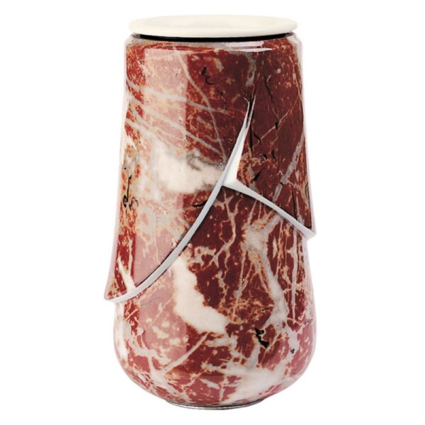 0000432 vaso portafiori per loculi cinerari e ossari linea victoria rosso francia porcellana 1000