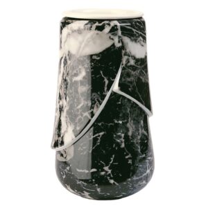 Vaso portafiori per loculi cinerari e ossari – Linea Victoria marmo nero – Porcellana