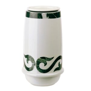 Vaso portafiori per lapide – Linea Saturno Liberty Verde Alpi – Porcellana