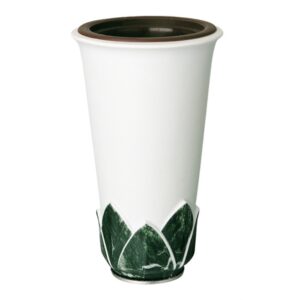 Vaso portafiori per lapide – Linea Calice decorazione Verde Alpi – Porcellana