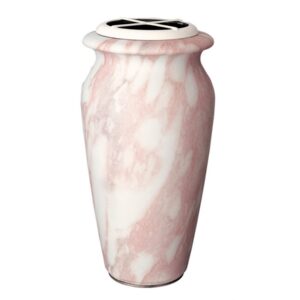 Vaso portafiori grande per lapide o monumento cimiteriale – Linea Venere rosa – Porcellana