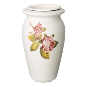 Vaso portafiori per lapide – Linea Venere rose – Porcellana