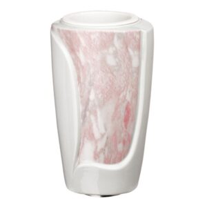 Vaso portafiori per lapide – Linea Decoro – Finitura marmo rosa – Porcellana