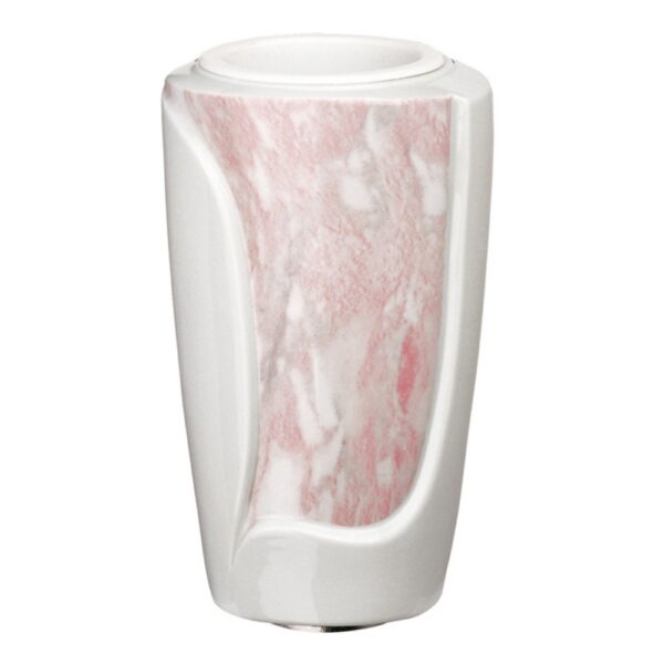 Vaso portafiori per lapide - Linea Decoro - Finitura marmo rosa - Porcellana