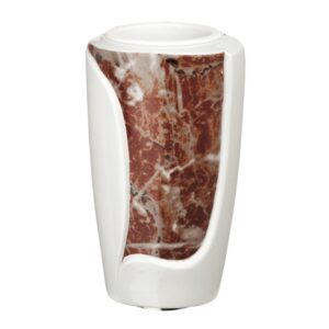 Vaso portafiori per lapide – Linea Decoro – Finitura marmo Rosso Francia – Porcellana