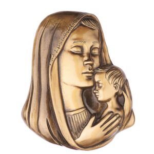 Targa con bassorilievo in bronzo per lapide – Madonna con bambino