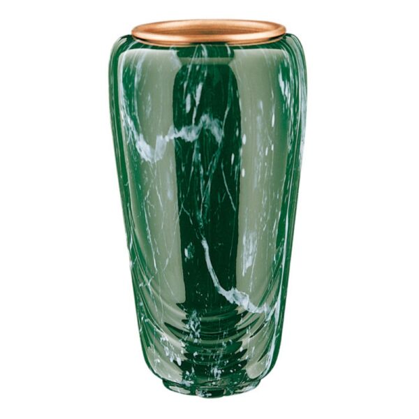 Vaso portafiori per lapide - Linea Pelike - Bronzo - Finitura marmo Verde Guatemala