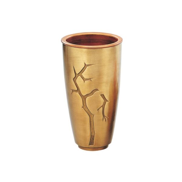 Vaso portafiori per lapide - Linea Pisside rami - Bronzo (Cinerari e ossari)