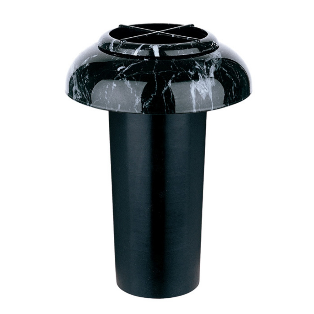 0000985 vaso portafiori da incasso per tombe a terra o per mensole linea nero marquinia 1000