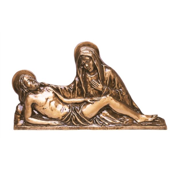 Targa con bassorilievo in bronzo per lapide - Statua della Pietà (Cera persa)