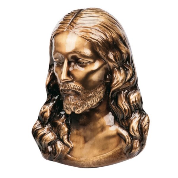 Targa con bassorilievo in bronzo per cappella cimiteriale - Cristo giovane