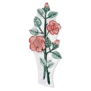 Tralcio di rose decorativo per lapidi – Porcellana colore rosa e verde