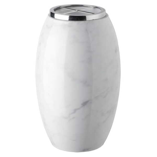 Vaso portafiori per lapide - Linea Easy - Finitura marmo Carrara - Porcellana