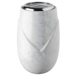 Vaso portafiori per lapide – Linea Incrocio – Finitura marmo Carrara – Porcellana