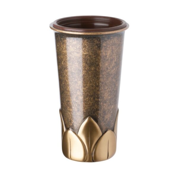 Vaso portafiori per lapide - Linea Calice - Bronzo glitter finiture bronzo