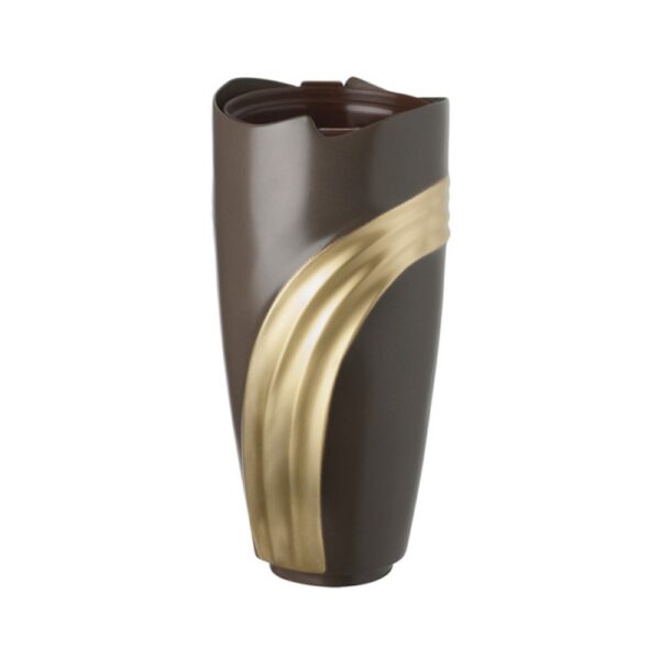 Vaso portafiori per lapide - Linea Cista brown - Bronzo