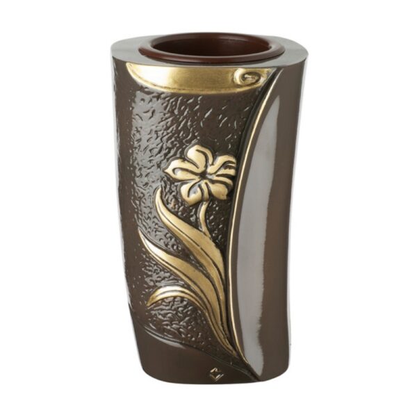 Vaso portafiori per lapide - Linea Seba - Bronzo brown