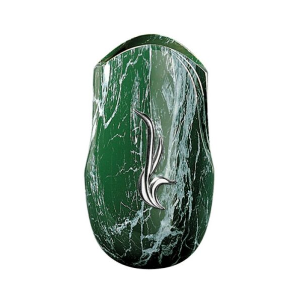 Vaso portafiori grande per lapide o monumento cimiteriale - Linea Olla fela Verde Guatemala - Bronzo con decorazione cromo