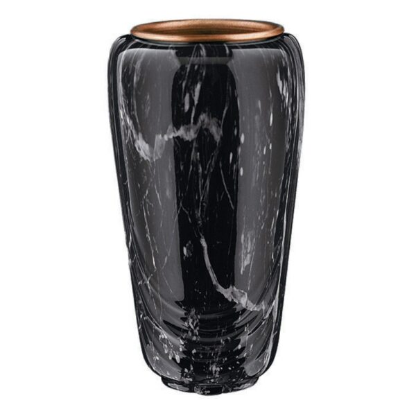 Vaso portafiori per lapide - Linea Pelike - Bronzo - Finitura marmo Nero Marquinia