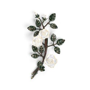 Tralcio di rose decorativo in bronzo per lapidi – Medio (lato destro) – Finitura tralci verdi rose bianche