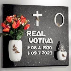 Vaso portafiori per lapide – Linea Olpe bianco con colombe – Bronzo