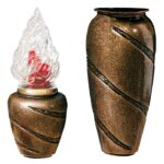 Coppia Vaso Lampada Anfora Bronzo Glitter