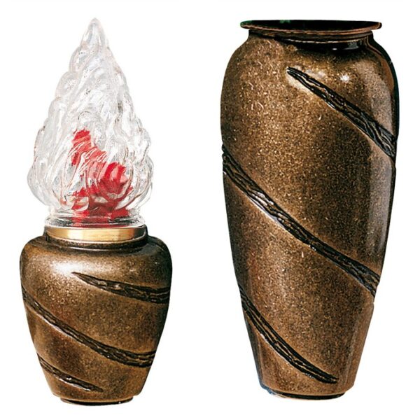 Coppia Vaso Lampada Anfora Bronzo Glitter